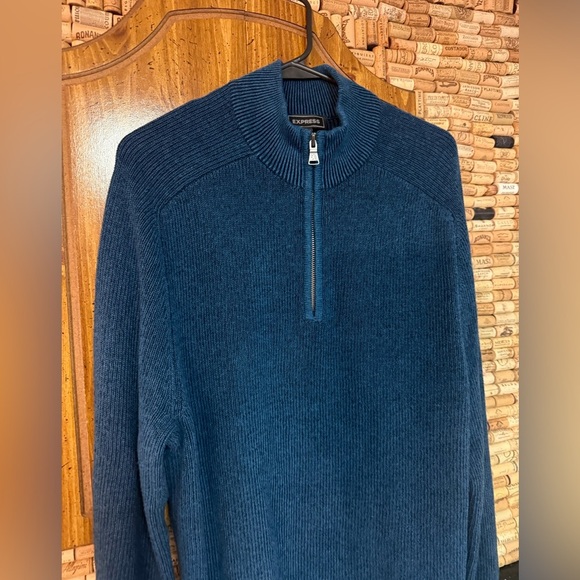 Express Blue 1/4 zip 100% cotton sweater size XL - Picture 3 of 6